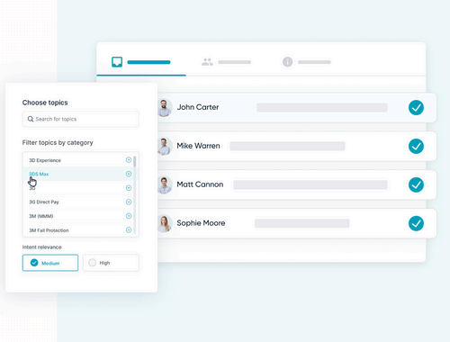 Example intent data filtering on UpLead dashboard.